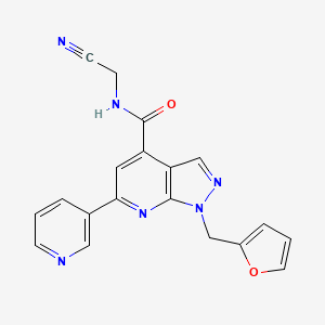 molecular formula C19H14N6O2 B2823113 N-(Cyanomethyl)-1-(furan-2-ylmethyl)-6-pyridin-3-ylpyrazolo[3,4-b]pyridine-4-carboxamide CAS No. 2418648-55-0