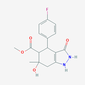 molecular formula C16H17FN2O4 B282312 methyl 4-(4-fluorophenyl)-3,6-dihydroxy-6-methyl-4,5,6,7-tetrahydro-1H-indazole-5-carboxylate 