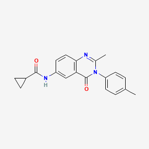 molecular formula C20H19N3O2 B2823122 N-(2-methyl-4-oxo-3-(p-tolyl)-3,4-dihydroquinazolin-6-yl)cyclopropanecarboxamide CAS No. 1105236-17-6
