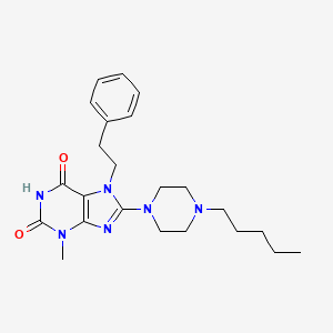 molecular formula C23H32N6O2 B2823125 3-methyl-8-(4-pentylpiperazin-1-yl)-7-phenethyl-1H-purine-2,6(3H,7H)-dione CAS No. 898419-73-3