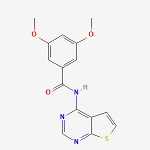 molecular formula C15H13N3O3S B2823127 3,5-dimethoxy-N-(thieno[2,3-d]pyrimidin-4-yl)benzamide CAS No. 1004052-54-3