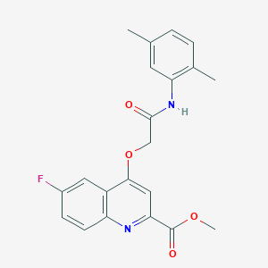 molecular formula C21H19FN2O4 B2823128 Methyl 4-{[(2,5-dimethylphenyl)carbamoyl]methoxy}-6-fluoroquinoline-2-carboxylate CAS No. 1358417-23-8