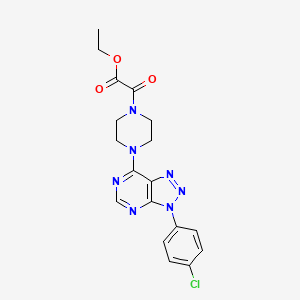 molecular formula C18H18ClN7O3 B2823129 乙酸-2-(4-(3-(4-氯苯基)-3H-[1,2,3]噁二唑[4,5-d]嘧啶-7-基)哌嗪-1-基)-2-氧代乙酸酯 CAS No. 923515-56-4