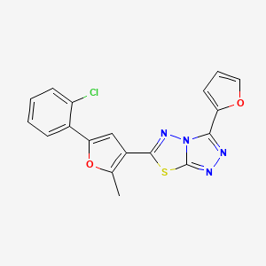 molecular formula C18H11ClN4O2S B2823133 6-[5-(2-Chlorophenyl)-2-methylfuran-3-yl]-3-(furan-2-yl)-[1,2,4]triazolo[3,4-b][1,3,4]thiadiazole CAS No. 708996-92-3
