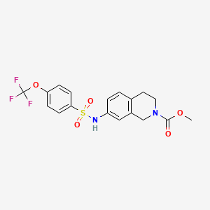 molecular formula C18H17F3N2O5S B2823137 methyl 7-(4-(trifluoromethoxy)phenylsulfonamido)-3,4-dihydroisoquinoline-2(1H)-carboxylate CAS No. 1448027-90-4