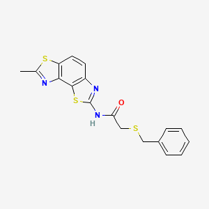 molecular formula C18H15N3OS3 B2823144 2-(benzylthio)-N-(7-methylbenzo[1,2-d:3,4-d']bis(thiazole)-2-yl)acetamide CAS No. 923404-67-5
