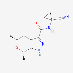 molecular formula C13H16N4O2 B2823147 (5R,7S)-N-(1-Cyanocyclopropyl)-5,7-dimethyl-1,4,5,7-tetrahydropyrano[3,4-c]pyrazole-3-carboxamide CAS No. 2418594-28-0