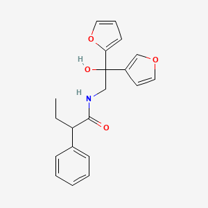 molecular formula C20H21NO4 B2823155 N-(2-(furan-2-yl)-2-(furan-3-yl)-2-hydroxyethyl)-2-phenylbutanamide CAS No. 2034258-07-4