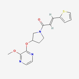 molecular formula C16H17N3O3S B2823157 (E)-1-(3-((3-methoxypyrazin-2-yl)oxy)pyrrolidin-1-yl)-3-(thiophen-2-yl)prop-2-en-1-one CAS No. 2035023-38-0