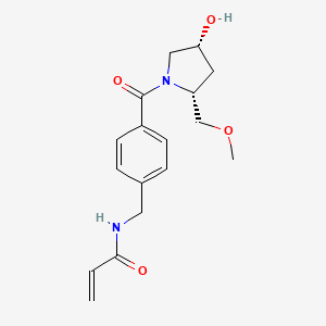 molecular formula C17H22N2O4 B2823163 N-[[4-[(2R,4R)-4-Hydroxy-2-(methoxymethyl)pyrrolidine-1-carbonyl]phenyl]methyl]prop-2-enamide CAS No. 2361577-18-4