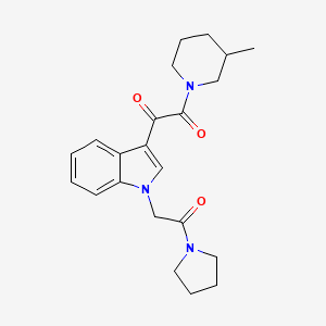 molecular formula C22H27N3O3 B2823167 1-(3-甲基哌嗪-1-基)-2-(1-(2-氧代-2-(吡咯啉-1-基)乙基)-1H-吲哚-3-基)乙烷-1,2-二酮 CAS No. 893987-76-3