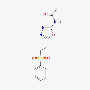 molecular formula C12H13N3O4S B2823179 N-(5-(2-(苯基磺酰)乙基)-1,3,4-噁二唑-2-基)乙酰胺 CAS No. 923483-48-1
