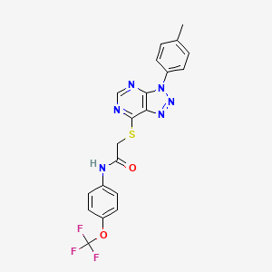 molecular formula C20H15F3N6O2S B2823180 2-((3-(对甲苯基)-3H-[1,2,3]三唑并[4,5-d]嘧啶-7-基)硫基)-N-(4-(三氟甲氧基)苯基)乙酰胺 CAS No. 863459-51-2
