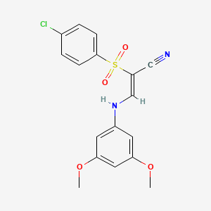 (Z)-2-((4-chlorophenyl)sulfonyl)-3-((3,5-dimethoxyphenyl)amino)acrylonitrile