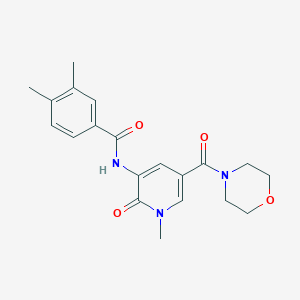 molecular formula C20H23N3O4 B2823189 3,4-dimethyl-N-(1-methyl-5-(morpholine-4-carbonyl)-2-oxo-1,2-dihydropyridin-3-yl)benzamide CAS No. 1105242-41-8