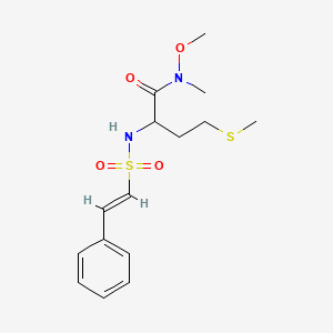molecular formula C15H22N2O4S2 B2823203 N-methoxy-N-methyl-4-methylsulfanyl-2-[[(E)-2-phenylethenyl]sulfonylamino]butanamide CAS No. 1214866-38-2