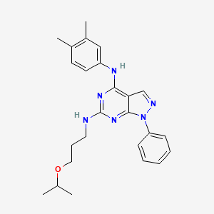 molecular formula C25H30N6O B2823204 N~4~-(3,4-dimethylphenyl)-1-phenyl-N~6~-[3-(propan-2-yloxy)propyl]-1H-pyrazolo[3,4-d]pyrimidine-4,6-diamine CAS No. 921494-38-4
