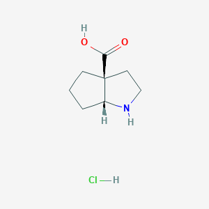 molecular formula C8H14ClNO2 B2823207 (3As,6aR)-2,3,4,5,6,6a-hexahydro-1H-cyclopenta[b]pyrrole-3a-carboxylic acid;hydrochloride CAS No. 2089245-43-0