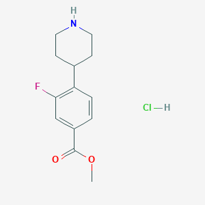 molecular formula C13H17ClFNO2 B2823215 甲基-3-氟-4-哌啶-4-基苯甲酸酯;盐酸盐 CAS No. 2361724-12-9