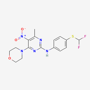 molecular formula C16H17F2N5O3S B2823220 N-{4-[(difluoromethyl)sulfanyl]phenyl}-4-methyl-6-(morpholin-4-yl)-5-nitropyrimidin-2-amine CAS No. 1210695-30-9