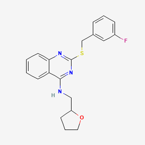 molecular formula C20H20FN3OS B2823221 2-[(3-fluorophenyl)methylsulfanyl]-N-(oxolan-2-ylmethyl)quinazolin-4-amine CAS No. 422533-24-2