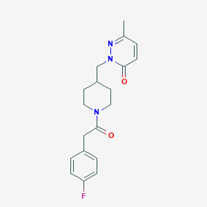 molecular formula C19H22FN3O2 B2823224 2-((1-(2-(4-fluorophenyl)acetyl)piperidin-4-yl)methyl)-6-methylpyridazin-3(2H)-one CAS No. 2319805-86-0