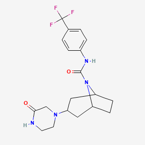 molecular formula C19H23F3N4O2 B2823226 (1R,5S)-3-(3-氧代哌嗪-1-基)-N-(4-(三氟甲基)苯基)-8-氮杂双环[3.2.1]辛烷-8-甲酰胺 CAS No. 2108757-40-8