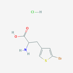 molecular formula C7H9BrClNO2S B2823230 2-氨基-3-(5-溴噻吩-3-基)丙酸；盐酸盐 CAS No. 2460756-10-7