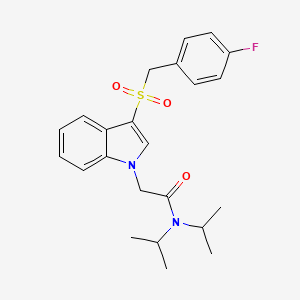 molecular formula C23H27FN2O3S B2823240 2-(3-((4-fluorobenzyl)sulfonyl)-1H-indol-1-yl)-N,N-diisopropylacetamide CAS No. 892745-58-3