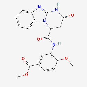 molecular formula C20H18N4O5 B2823247 Methyl 4-methoxy-3-(2-oxo-2,3,4,10-tetrahydrobenzo[4,5]imidazo[1,2-a]pyrimidine-4-carboxamido)benzoate CAS No. 1421445-90-0