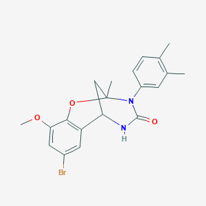 molecular formula C20H21BrN2O3 B2823248 8-bromo-3-(3,4-dimethylphenyl)-10-methoxy-2-methyl-5,6-dihydro-2H-2,6-methanobenzo[g][1,3,5]oxadiazocin-4(3H)-one CAS No. 899356-61-7