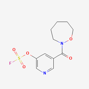 molecular formula C11H13FN2O5S B2823249 2-(5-Fluorosulfonyloxypyridine-3-carbonyl)oxazepane CAS No. 2418734-07-1