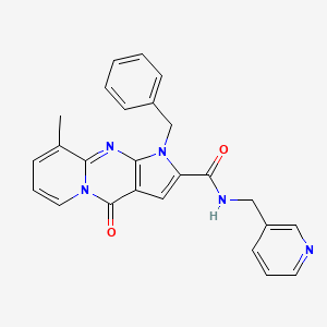 molecular formula C25H21N5O2 B2823253 1-benzyl-9-methyl-4-oxo-N-(pyridin-3-ylmethyl)-1,4-dihydropyrido[1,2-a]pyrrolo[2,3-d]pyrimidine-2-carboxamide CAS No. 900262-08-0