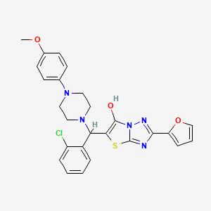 molecular formula C26H24ClN5O3S B2823262 5-((2-Chlorophenyl)(4-(4-methoxyphenyl)piperazin-1-yl)methyl)-2-(furan-2-yl)thiazolo[3,2-b][1,2,4]triazol-6-ol CAS No. 887220-26-0