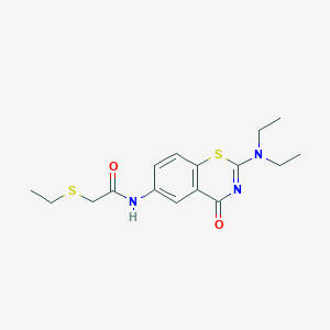 molecular formula C16H21N3O2S2 B2823276 N-[2-(二乙基氨基)-4-氧代-1,3-苯并噻嗪-6-基]-2-乙基硫醇乙酰胺 CAS No. 2243515-43-5