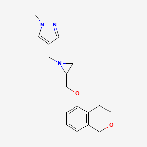 molecular formula C17H21N3O2 B2823284 4-[[2-(3,4-Dihydro-1H-isochromen-5-yloxymethyl)aziridin-1-yl]methyl]-1-methylpyrazole CAS No. 2411263-19-7