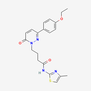 molecular formula C20H22N4O3S B2823295 4-(3-(4-ethoxyphenyl)-6-oxopyridazin-1(6H)-yl)-N-(4-methylthiazol-2-yl)butanamide CAS No. 946216-15-5