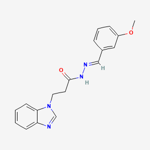 molecular formula C18H18N4O2 B2823303 (E)-3-(1H-benzo[d]imidazol-1-yl)-N'-(3-methoxybenzylidene)propanehydrazide CAS No. 518018-77-4