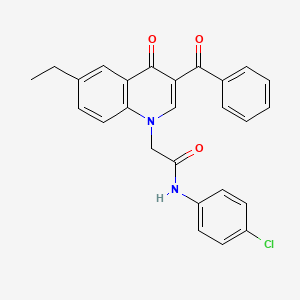 molecular formula C26H21ClN2O3 B2823317 2-(3-benzoyl-6-ethyl-4-oxoquinolin-1(4H)-yl)-N-(4-chlorophenyl)acetamide CAS No. 895652-68-3