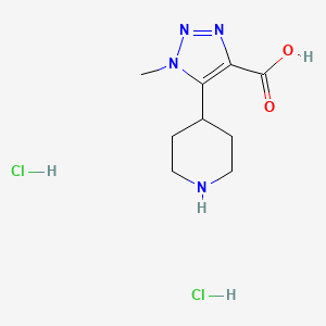 molecular formula C9H16Cl2N4O2 B2823320 1-methyl-5-(piperidin-4-yl)-1H-1,2,3-triazole-4-carboxylic acid dihydrochloride CAS No. 2094396-32-2