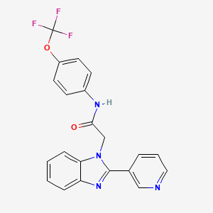 molecular formula C21H15F3N4O2 B2823322 2-(2-(pyridin-3-yl)-1H-benzo[d]imidazol-1-yl)-N-(4-(trifluoromethoxy)phenyl)acetamide CAS No. 1105209-95-7