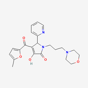 molecular formula C22H25N3O5 B2823325 3-hydroxy-4-(5-methylfuran-2-carbonyl)-1-(3-morpholinopropyl)-5-(pyridin-2-yl)-1H-pyrrol-2(5H)-one CAS No. 618878-20-9