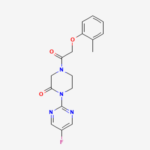molecular formula C17H17FN4O3 B2823327 1-(5-Fluoropyrimidin-2-yl)-4-[2-(2-methylphenoxy)acetyl]piperazin-2-one CAS No. 2320537-19-5