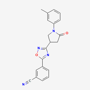 3-(3-(5-Oxo-1-(m-tolyl)pyrrolidin-3-yl)-1,2,4-oxadiazol-5-yl)benzonitrile