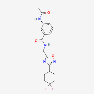 molecular formula C18H20F2N4O3 B2823333 3-acetamido-N-((3-(4,4-difluorocyclohexyl)-1,2,4-oxadiazol-5-yl)methyl)benzamide CAS No. 2034306-18-6