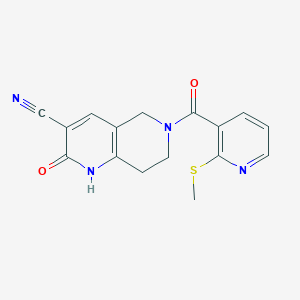 molecular formula C16H14N4O2S B2823341 6-(2-(Methylthio)nicotinoyl)-2-oxo-1,2,5,6,7,8-hexahydro-1,6-naphthyridine-3-carbonitrile CAS No. 2034356-34-6