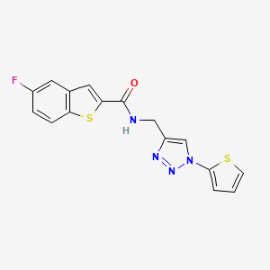 molecular formula C16H11FN4OS2 B2823346 5-fluoro-N-((1-(thiophen-2-yl)-1H-1,2,3-triazol-4-yl)methyl)benzo[b]thiophene-2-carboxamide CAS No. 2034560-65-9