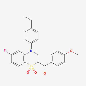 [4-(4-ethylphenyl)-6-fluoro-1,1-dioxido-4H-1,4-benzothiazin-2-yl](4-methoxyphenyl)methanone