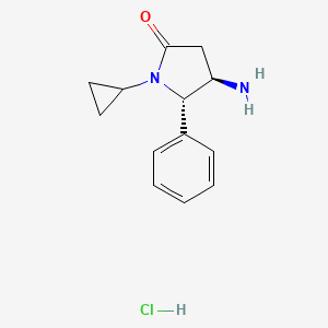 molecular formula C13H17ClN2O B2823352 (4R,5S)-4-Amino-1-cyclopropyl-5-phenylpyrrolidin-2-one;hydrochloride CAS No. 2418595-59-0