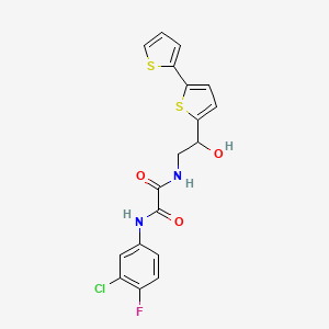 molecular formula C18H14ClFN2O3S2 B2823355 N-(2-{[2,2'-bithiophene]-5-yl}-2-hydroxyethyl)-N'-(3-chloro-4-fluorophenyl)ethanediamide CAS No. 2097900-03-1